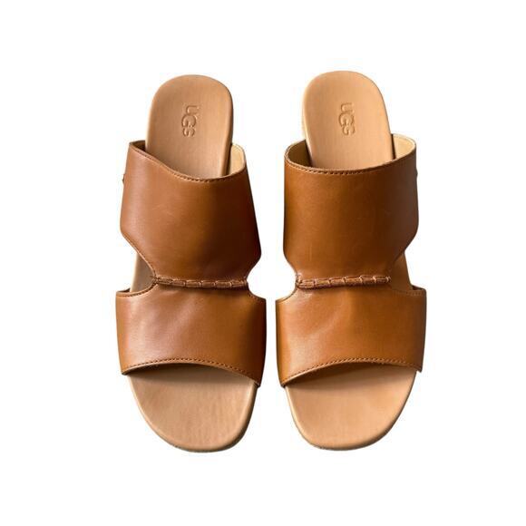 UGG Eirene Leather Espadrille Wedge Sandal Tan Brown Size 10 - Picture 4 of 11